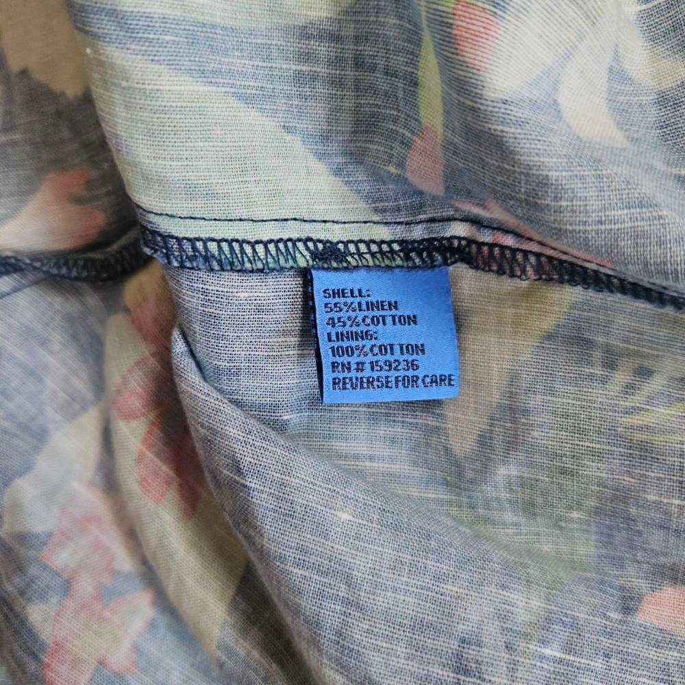 J. McLaughlin Miramar Navy Floral Linen Blend Wrap Dress Collared Womens Small - Picture 4 of 6